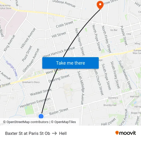 Baxter St at Paris St Ob to Hell map