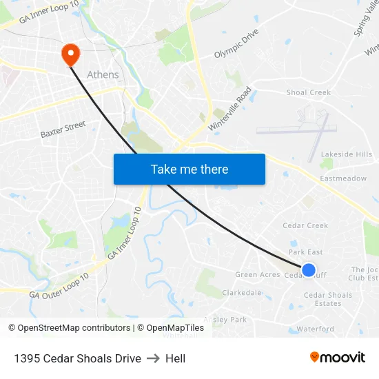 1395 Cedar Shoals Drive to Hell map