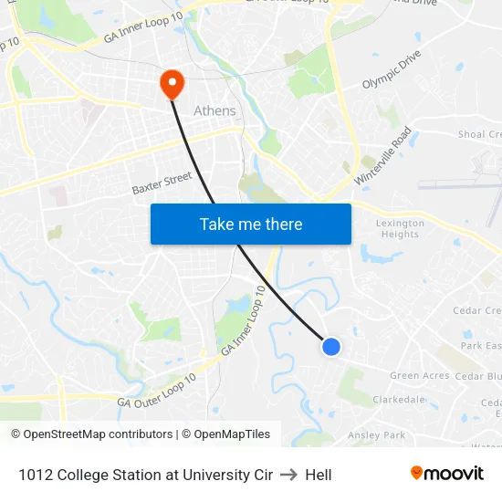 1012 College Station at University Cir to Hell map