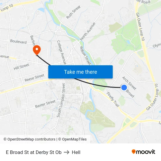 E Broad St at Derby St Ob to Hell map