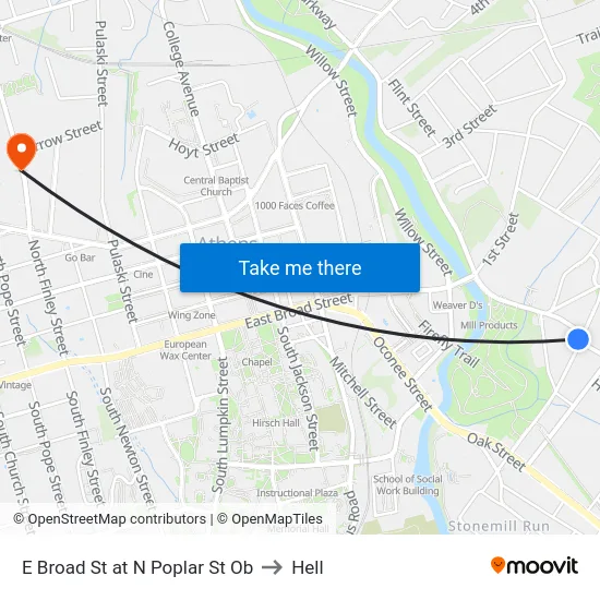 E Broad St at N Poplar St Ob to Hell map