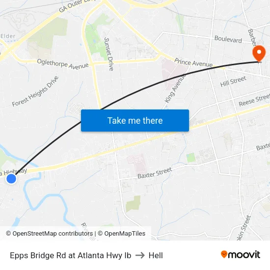 Epps Bridge Rd at Atlanta Hwy Ib to Hell map