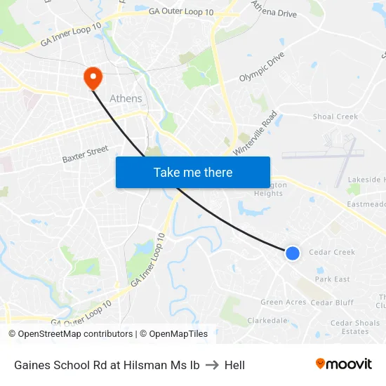 Gaines School Rd at Hilsman Ms Ib to Hell map