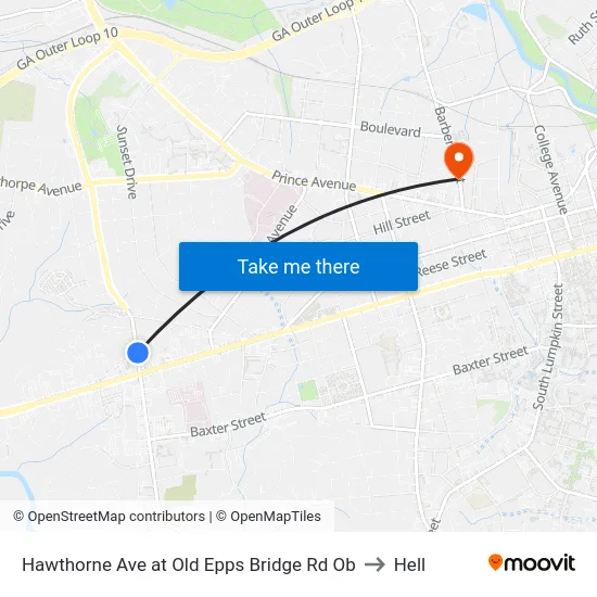Hawthorne Ave at Old Epps Bridge Rd Ob to Hell map