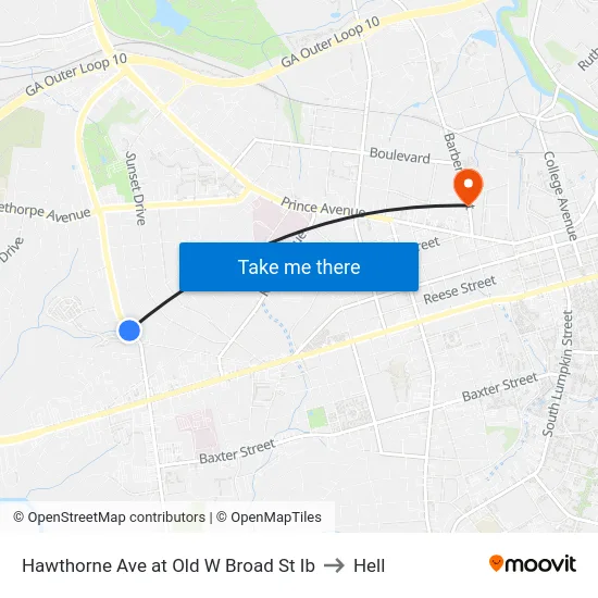 Hawthorne Ave at Old W Broad St Ib to Hell map