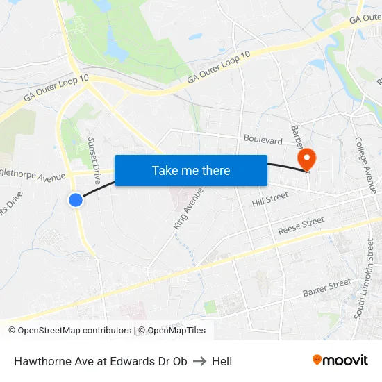 Hawthorne Ave at Edwards Dr Ob to Hell map
