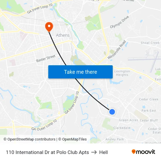 110 International Dr at Polo Club Apts to Hell map