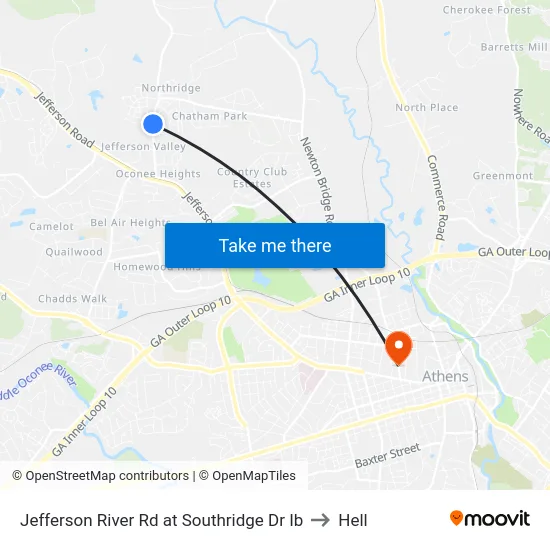 Jefferson River Rd at Southridge Dr Ib to Hell map