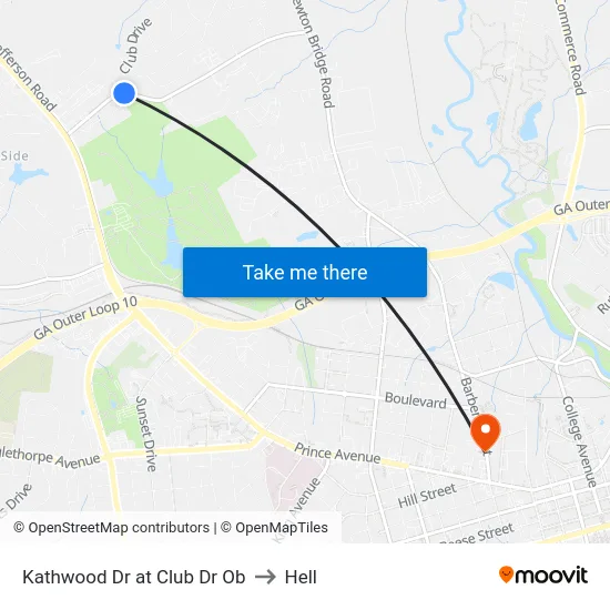 Kathwood Dr at Club Dr Ob to Hell map
