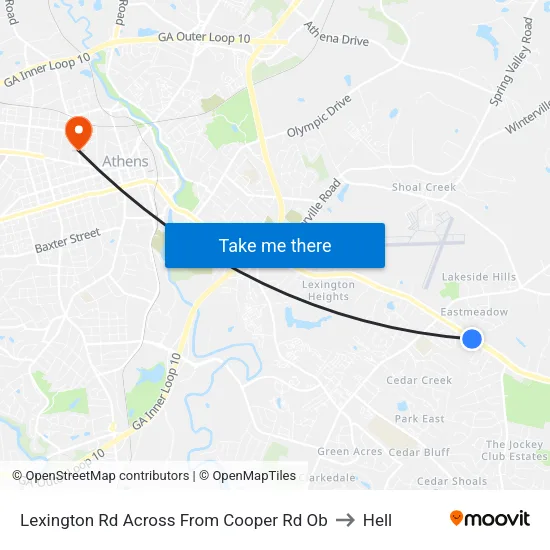 Lexington Rd Across From Cooper Rd Ob to Hell map