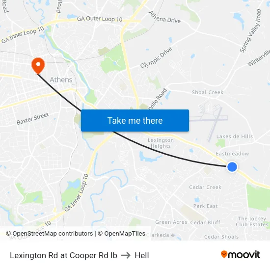 Lexington Rd at Cooper Rd Ib to Hell map