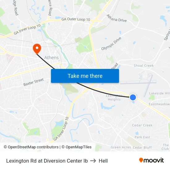 Lexington Rd at Diversion Center Ib to Hell map