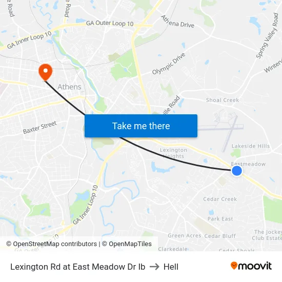 Lexington Rd at East Meadow Dr Ib to Hell map