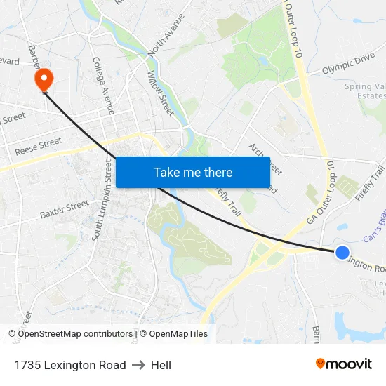 1735 Lexington Road to Hell map