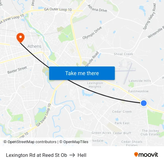 Lexington Rd at Reed St Ob to Hell map