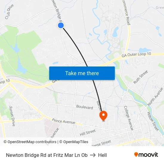 Newton Bridge Rd at Fritz Mar Ln Ob to Hell map