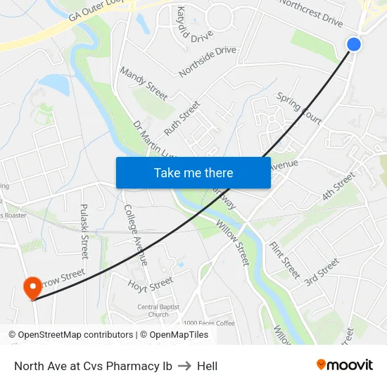 North Ave at Cvs Pharmacy Ib to Hell map