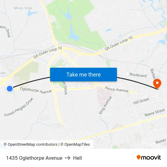 1435 Oglethorpe Avenue to Hell map