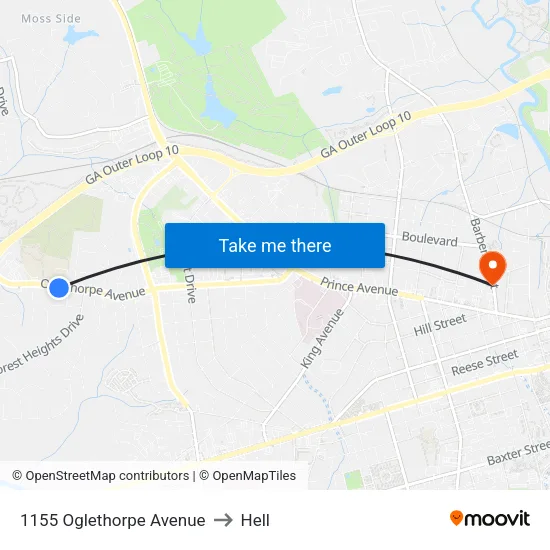 1155 Oglethorpe Avenue to Hell map