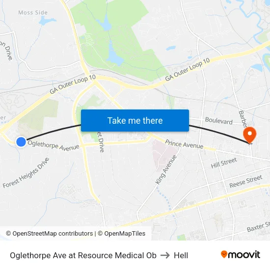 Oglethorpe Ave at Resource Medical Ob to Hell map