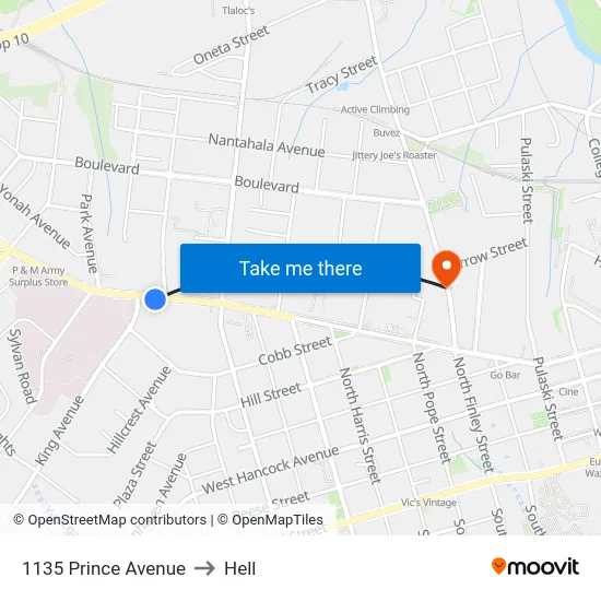 1135 Prince Avenue to Hell map
