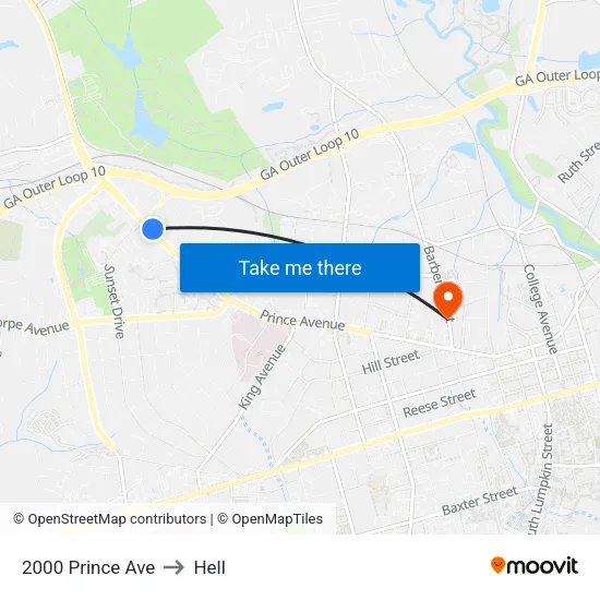 2000 Prince Ave to Hell map