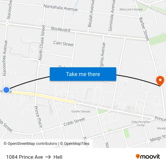 1084 Prince Ave to Hell map