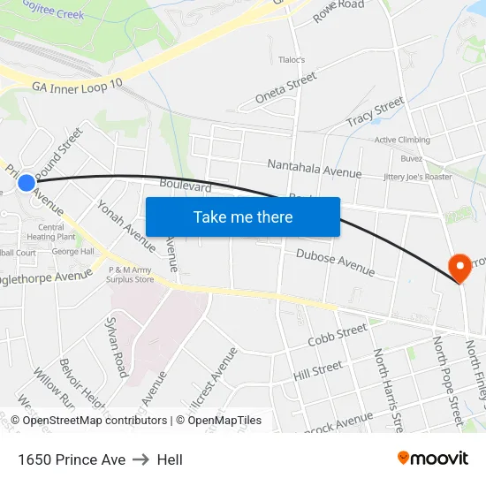 1650 Prince Ave to Hell map