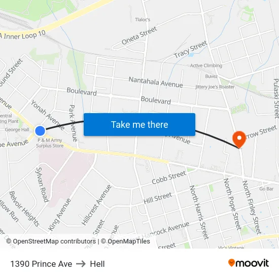 1390 Prince Ave to Hell map
