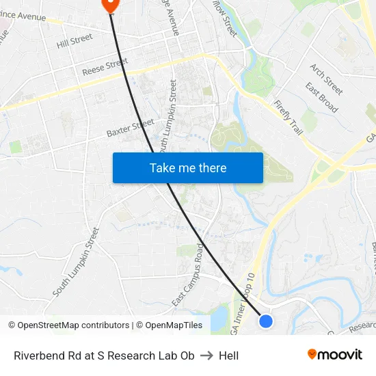 Riverbend Rd at S Research Lab Ob to Hell map