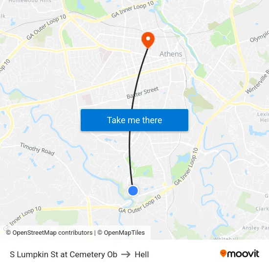 S Lumpkin St at Cemetery Ob to Hell map