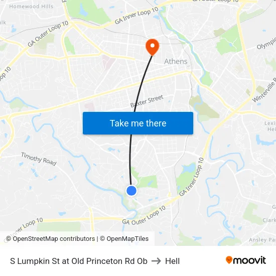 S Lumpkin St at Old Princeton Rd Ob to Hell map