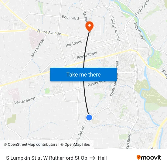 S Lumpkin St at W Rutherford St Ob to Hell map