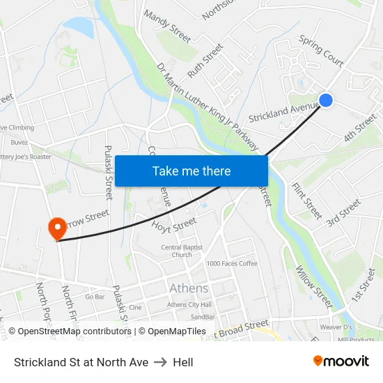 Strickland St at North Ave to Hell map