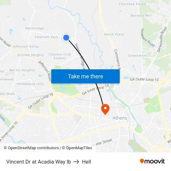 Vincent Dr at Acadia Way Ib to Hell map