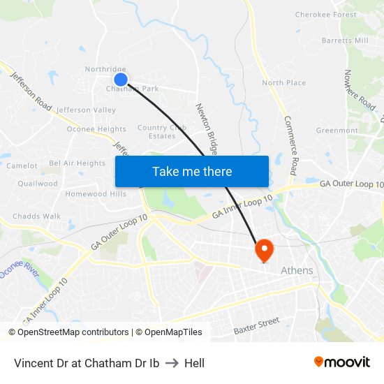 Vincent Dr at Chatham Dr Ib to Hell map