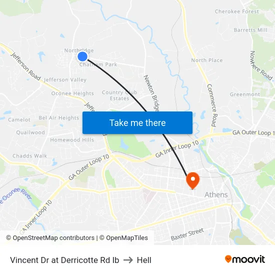 Vincent Dr at Derricotte Rd Ib to Hell map