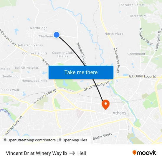 Vincent Dr at Winery Way Ib to Hell map