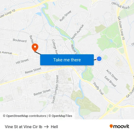 Vine St at Vine Cir Ib to Hell map