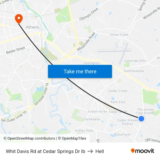 Whit Davis Rd at Cedar Springs Dr Ib to Hell map