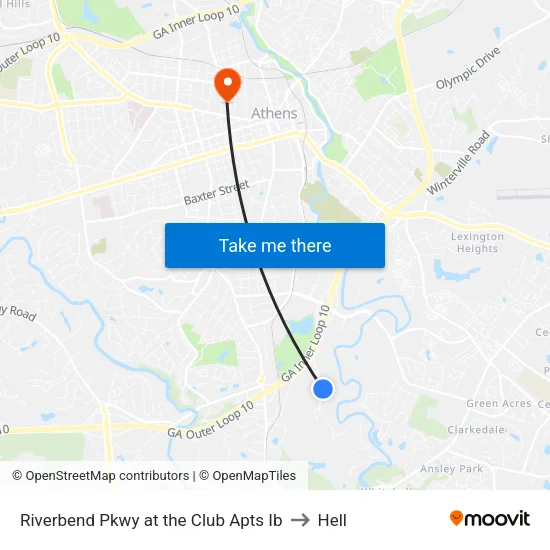 Riverbend Pkwy at the Club Apts Ib to Hell map
