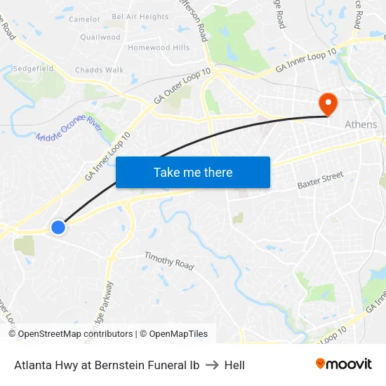 Atlanta Hwy at Bernstein Funeral Ib to Hell map