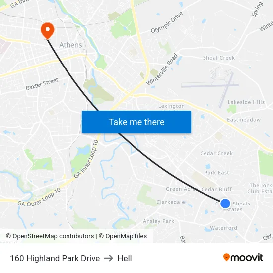 160 Highland Park Drive to Hell map