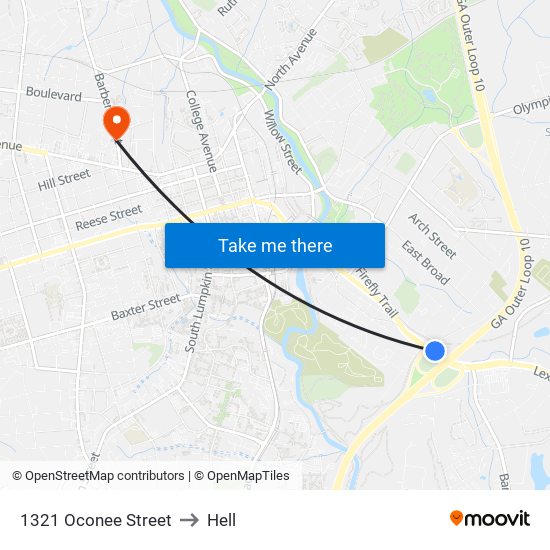 1321 Oconee Street to Hell map