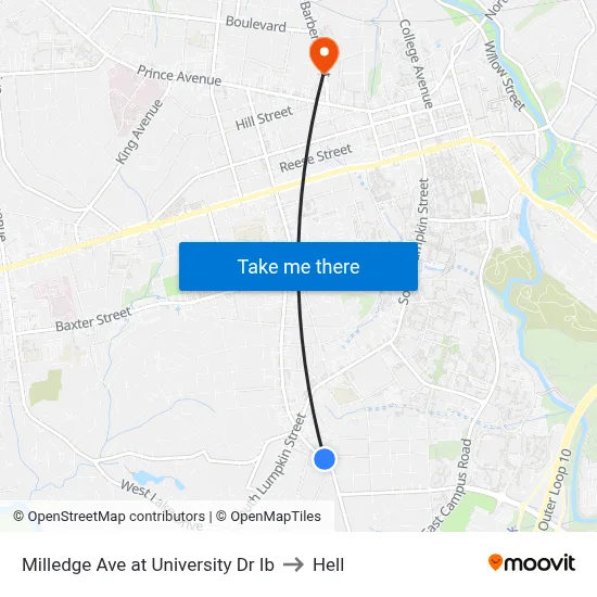 Milledge Ave at University Dr Ib to Hell map