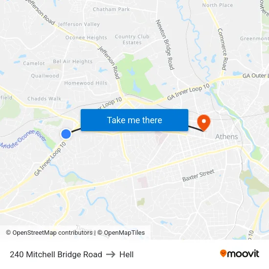 240 Mitchell Bridge Road to Hell map