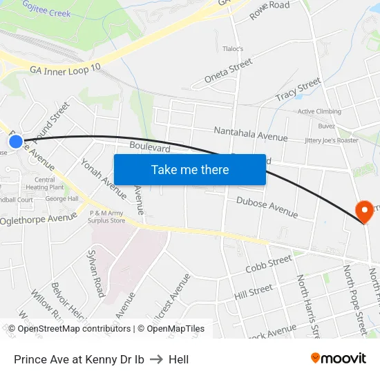 Prince Ave at Kenny Dr Ib to Hell map