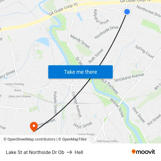 Lake St at Northside Dr Ob to Hell map