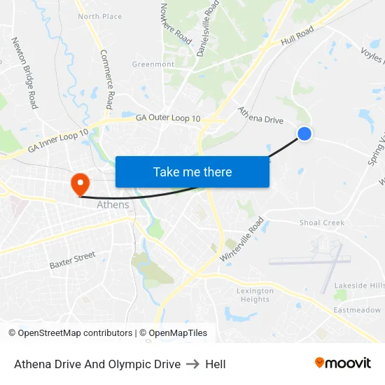 Athena Drive And Olympic Drive to Hell map