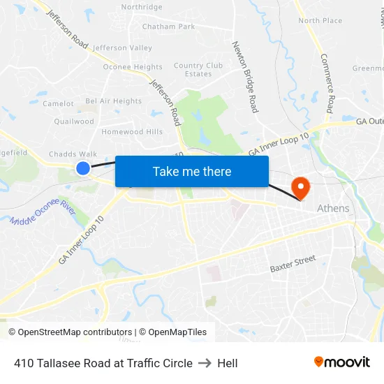 410 Tallasee Road at Traffic Circle to Hell map